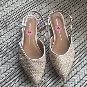Report Beige Woven Slingback Flats size 10 NEW
